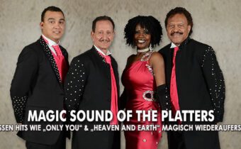 Banner der Band Magic Sound of the Platters mit der Aufschrift: "ielassen Hits wie 'only you' & 'heaven and earth' magisch wiederauferstehen"