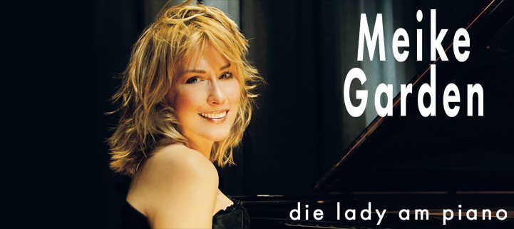 Banner der Sängerin Meike Garden mit der Aufschrift: "die lady am piano"